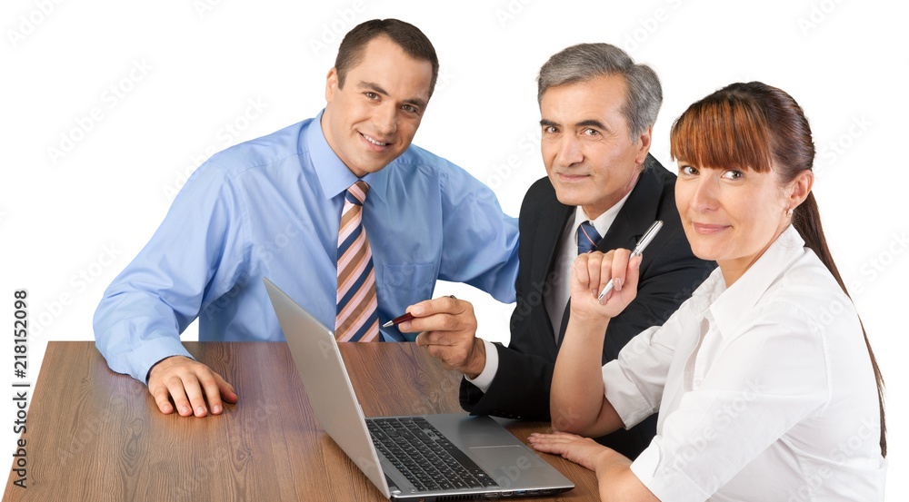Fototapeta premium Portrait of Business People Working with Laptop