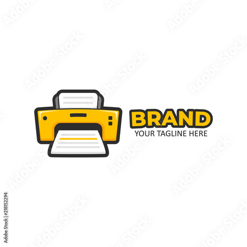 Golden printer logo icon cartoon illustration sticker fun