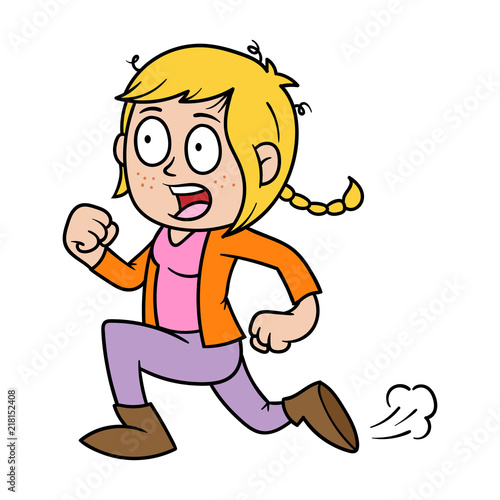 Cartoon Panicked Girl Running