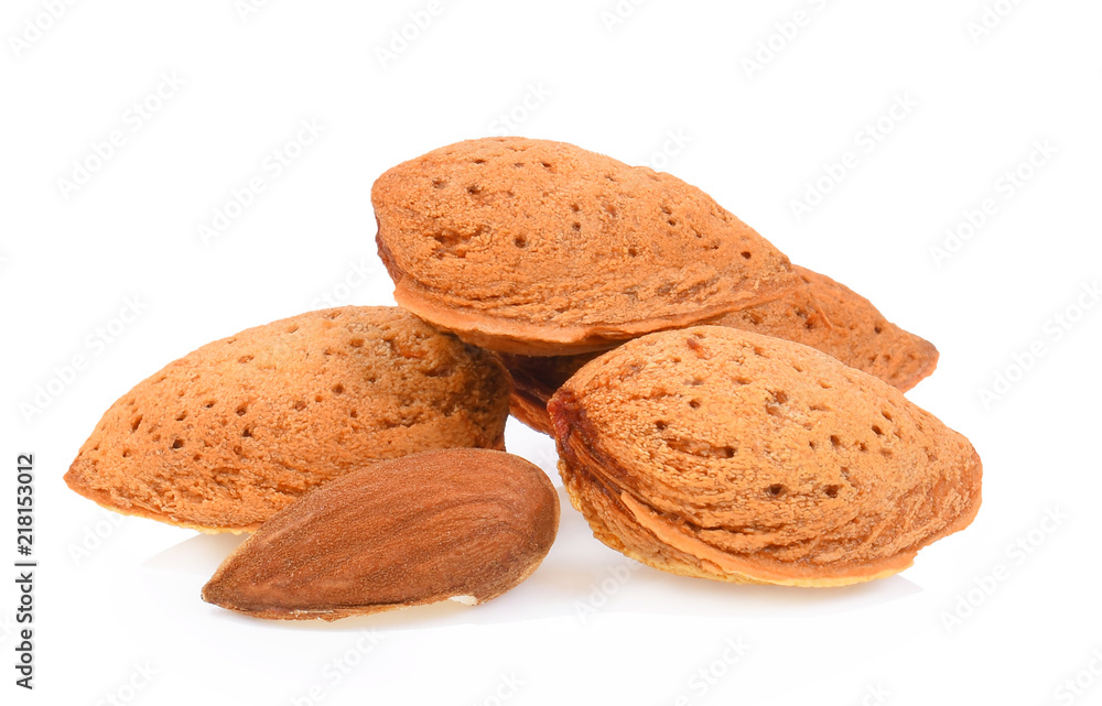 almond nuts Dry peeled fruit on white isolated almond nuts Dry peeled fruit on white isolated