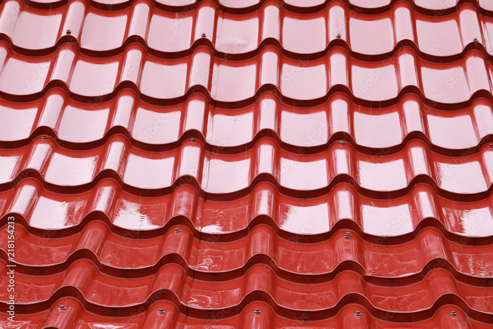 Tile roof after raining day