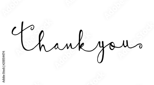 Thank you - hand lettering inscription text, ink calligraphy raster version illustration