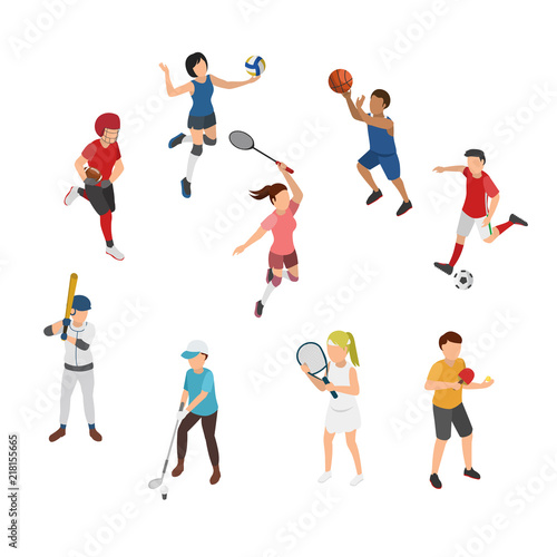 Sport Isometric, Outfield Sport, Indoor Sport, Ball Game Sport, Flat 3D Vector Illustration