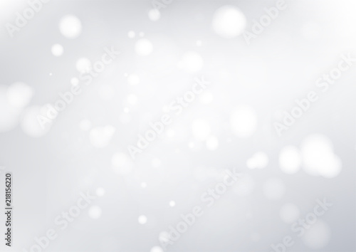 Gray abstract background and white bokeh lights. Vector illustration