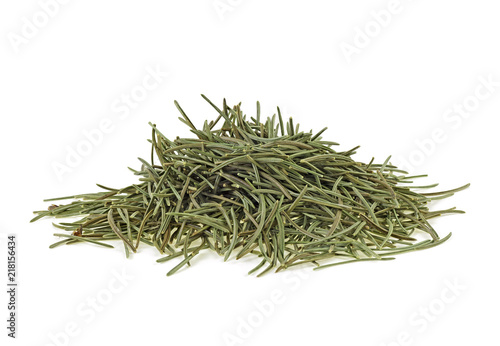 Needles of coniferous trees of a pine and fir-tree isolated on a white background