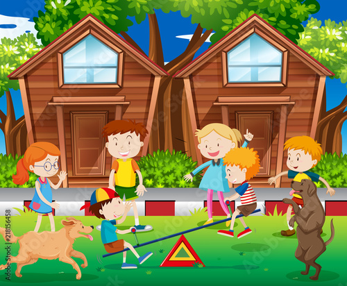 Children playing at the playground