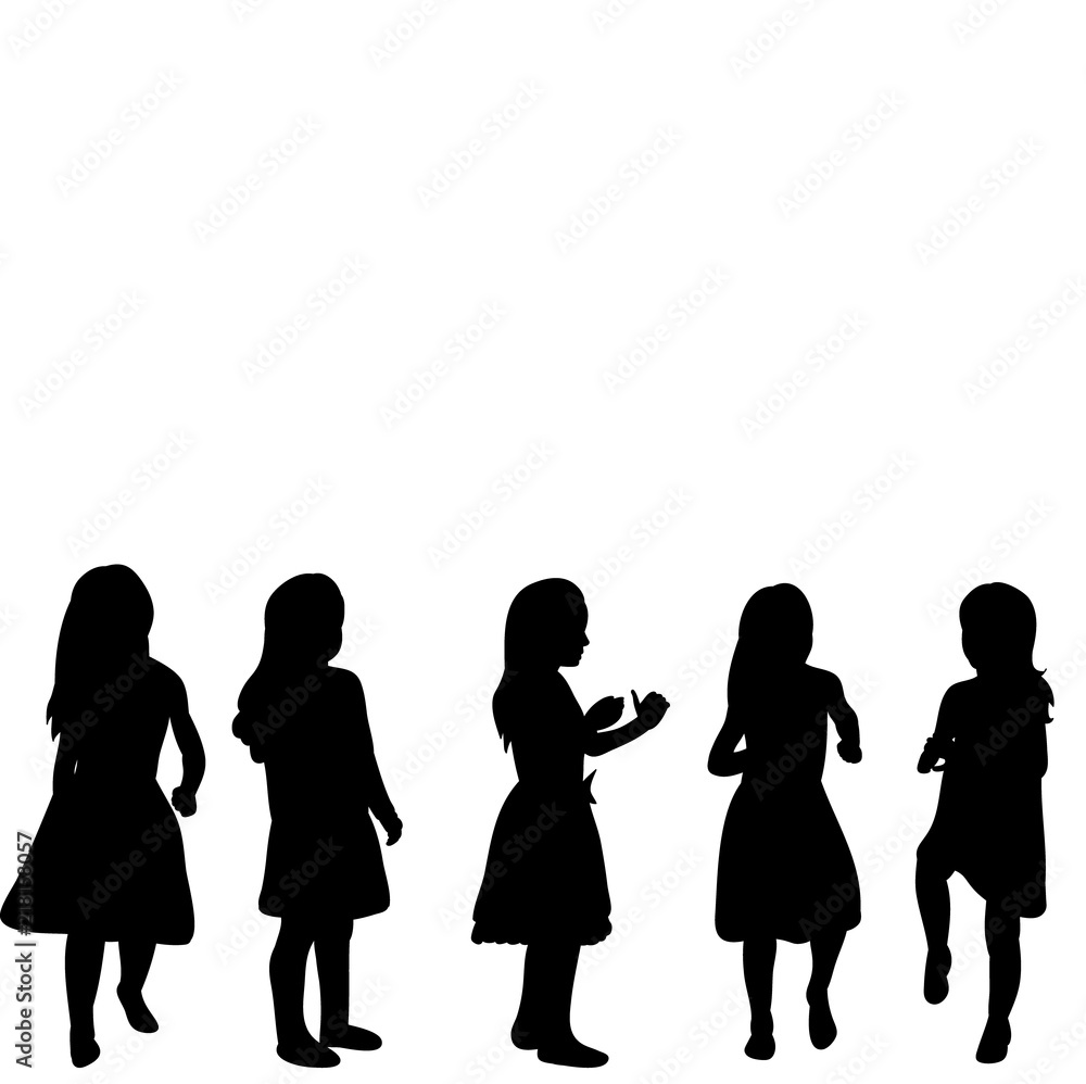 silhouette children little girls