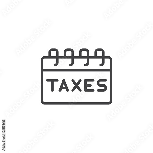 Taxes payday outline icon. linear style sign for mobile concept and web design. Tax Day Reminder simple line vector icon. Symbol, logo illustration. Pixel perfect vector graphics