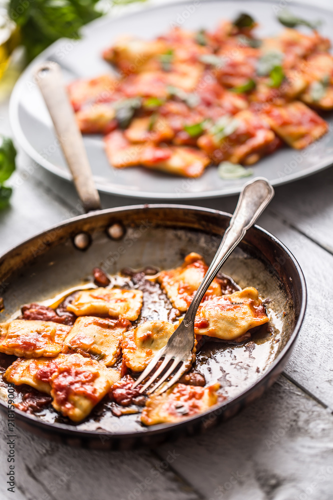 Italian or mediterranean food pasta ravioli of tomato sauce. Italian or mediterranean food pasta ravioli of tomato sauce.