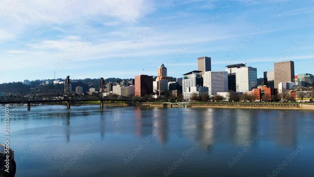 Portland Oregon skyline with Willamette River Portland Oregon skyline with Willamette River