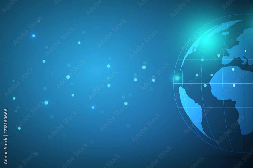 Global network connection. World map point and line composition concept of global business. Vector Illustration Global network connection. World map point and line composition concept of global business. Vector Illustration