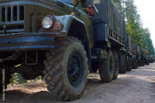a column of Russian military vehicles