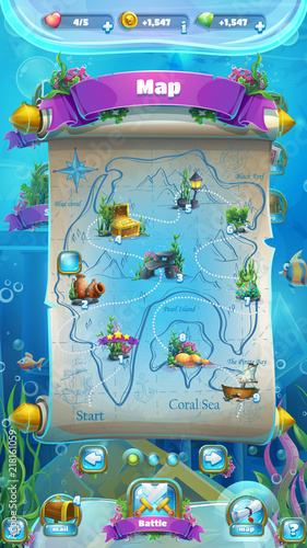 Atlantis ruins GUI - mobile format level map