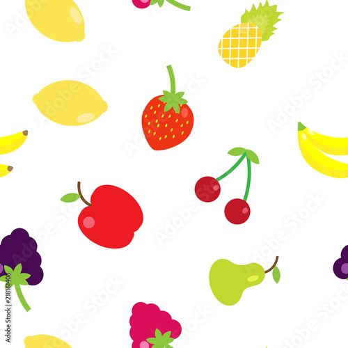 Fototapeta Naklejka Na Ścianę i Meble -  Multicolored fruits in the style of flat in a random