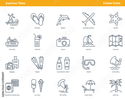 Icons for summertime concept