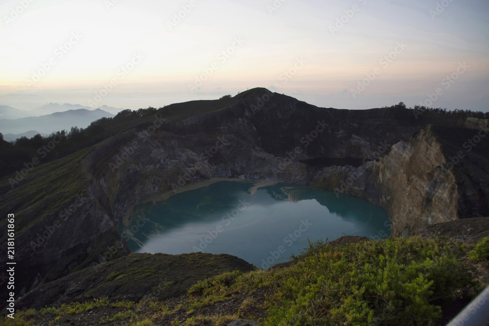 Aerial view of Kelimutu lake of Indonesia