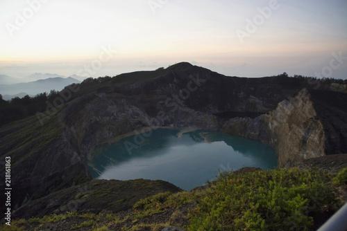 Aerial view of Kelimutu lake of Indonesia photo
