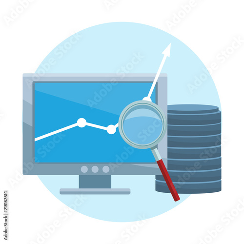 Database and technology devices with elements vector illustration graphic design