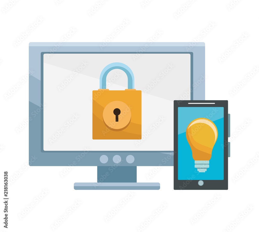 Database and technology devices with elements vector illustration graphic design Database and technology devices with elements vector illustration graphic design