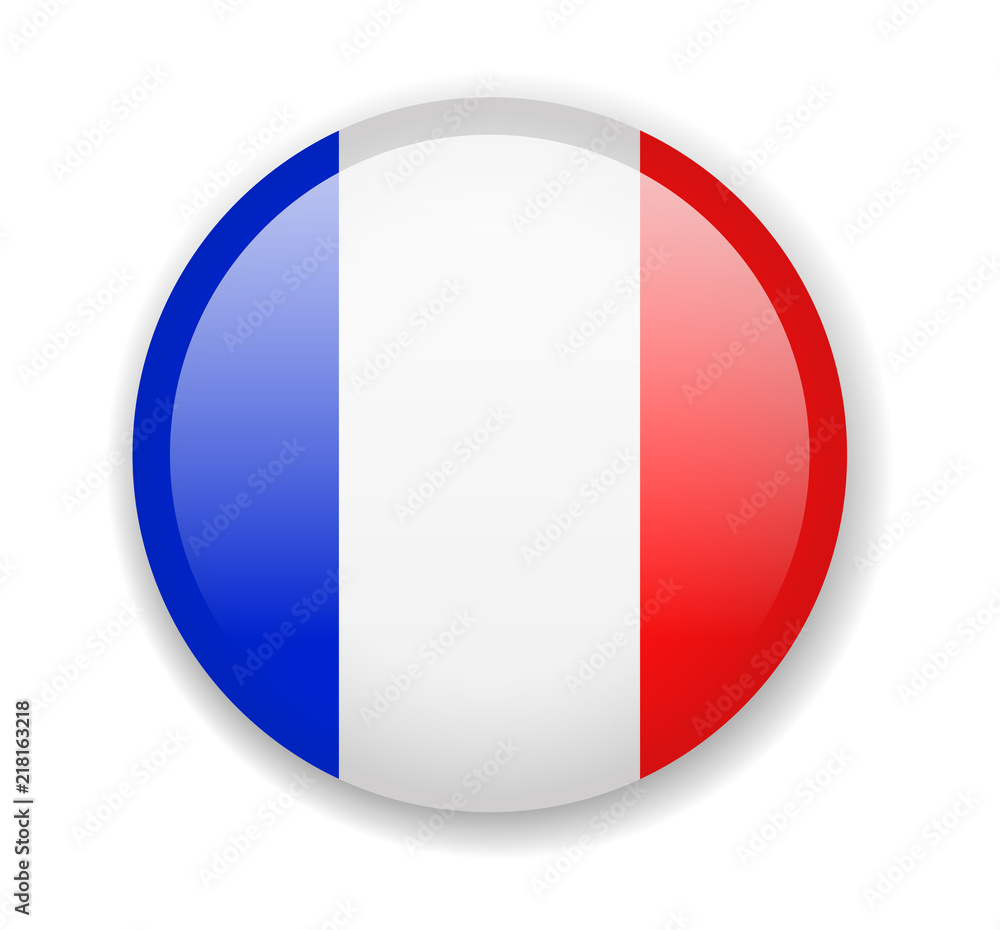 France flag. Round bright Icon on a white background France flag. Round bright Icon on a white background