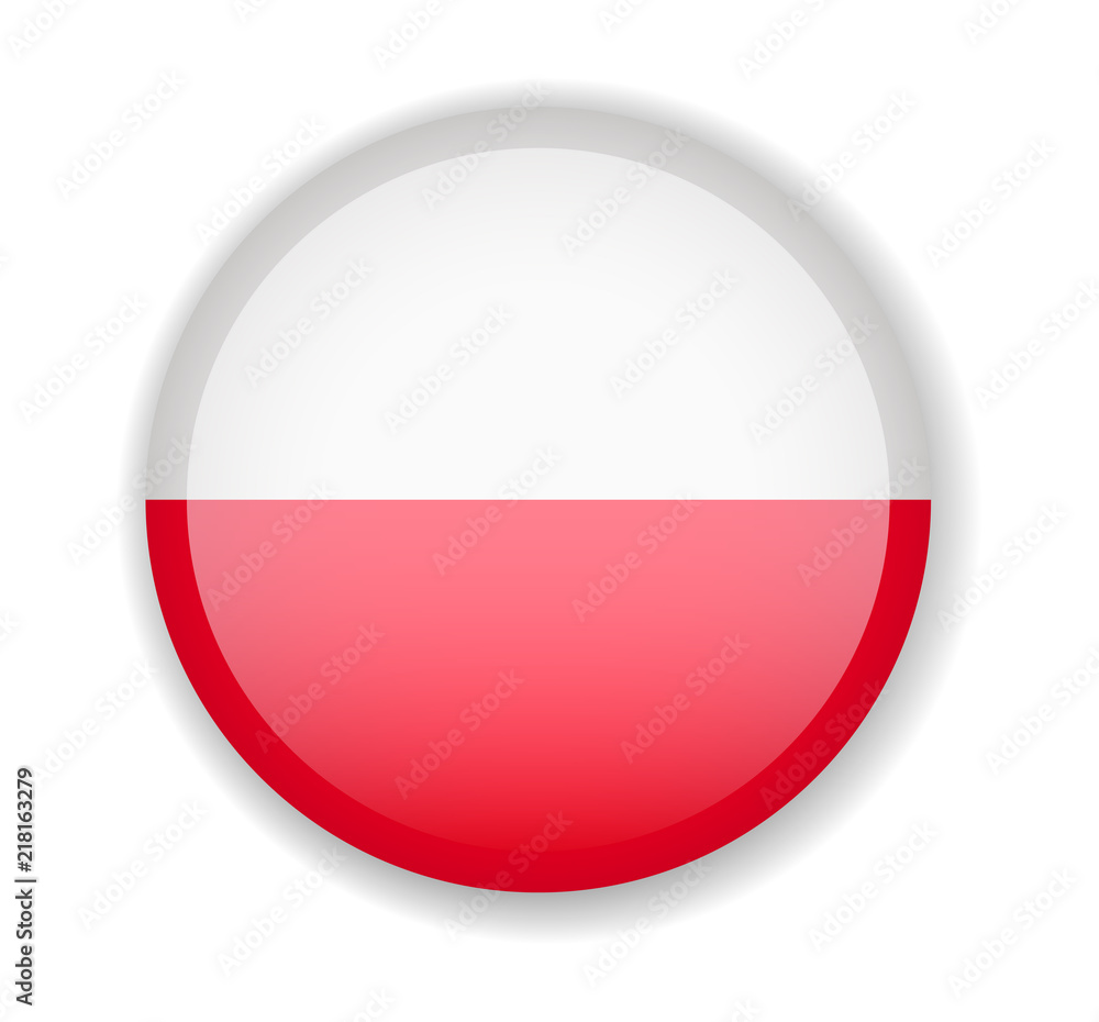 Poland flag. Round bright Icon on a white background Poland flag. Round bright Icon on a white background