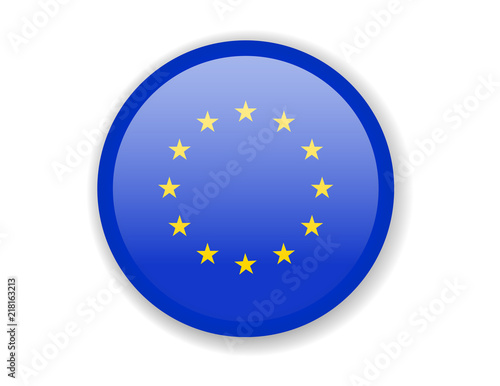 European Union flag. Round bright Icon on a white background