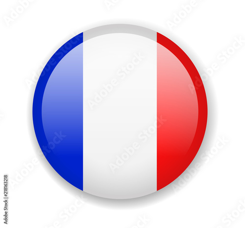 France flag. Round bright Icon on a white background