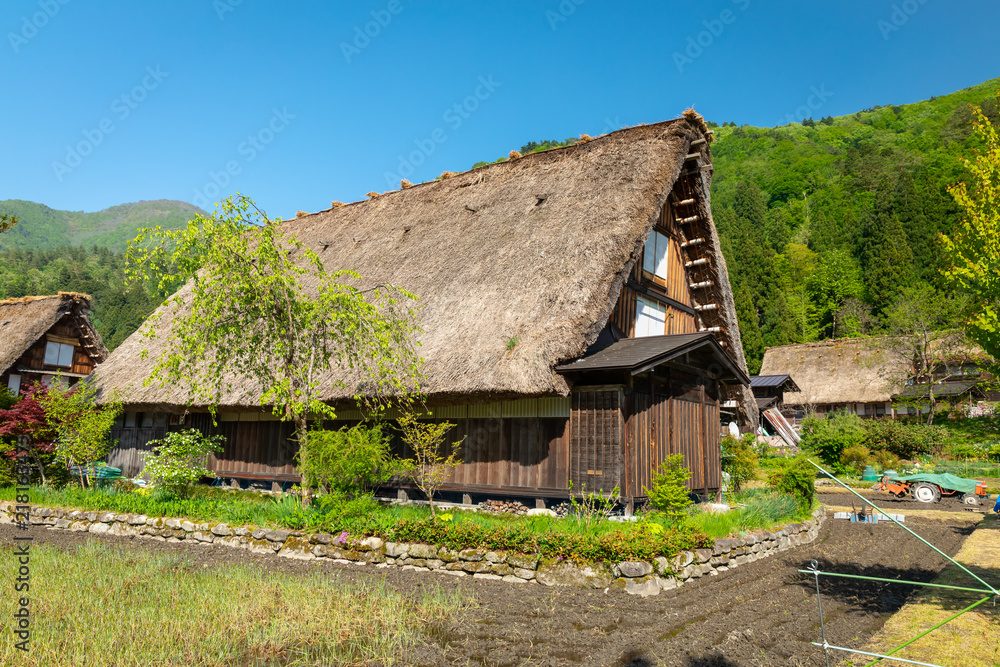 Gassho-zukuri houses in Gokayama Village. Gokayama has been insc Gassho-zukuri houses in Gokayama Village. Gokayama has been insc