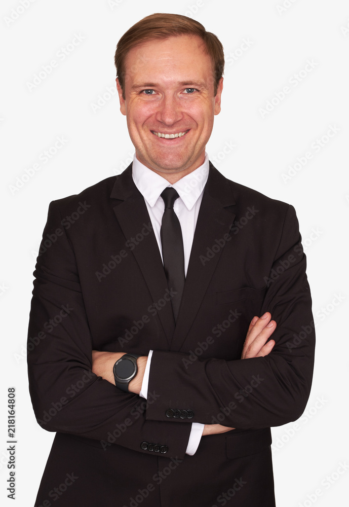 handsome business man toothy smiling. Isolated handsome business man toothy smiling. Isolated