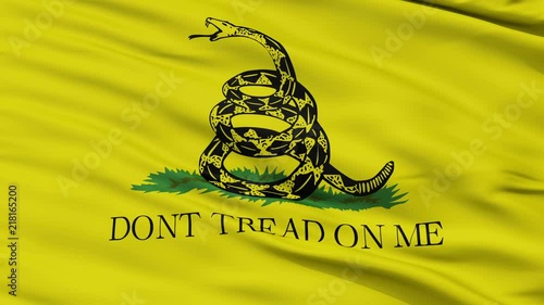 Gadsden Flag, Closeup View Realistic Animation Seamless Loop - 10 Seconds Long photo