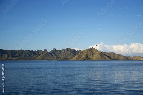 A seascape with mountains in a Indonesia