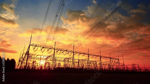 The electric tower at sunset, the passage of time photo