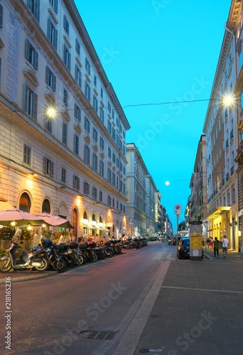 Rome,Italy-July 28,2018: Night view around Cavour street and Giovanni Amendola street, Rome 