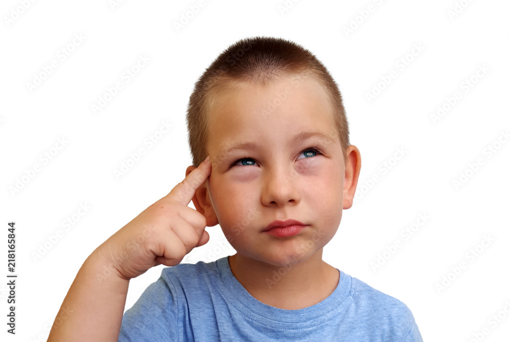 Adorable child thinking against a white background Adorable child thinking against a white background