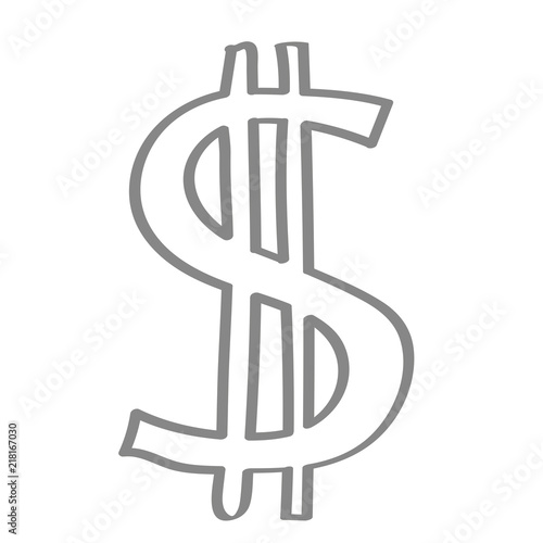Handgezeichnetes Dollar-Symbol in grau