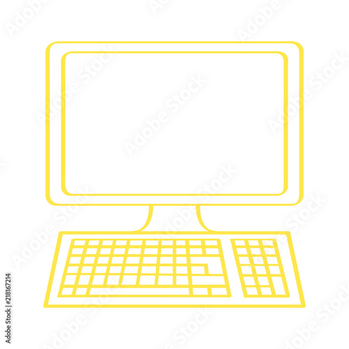 Handgezeichneter Computer in gelb