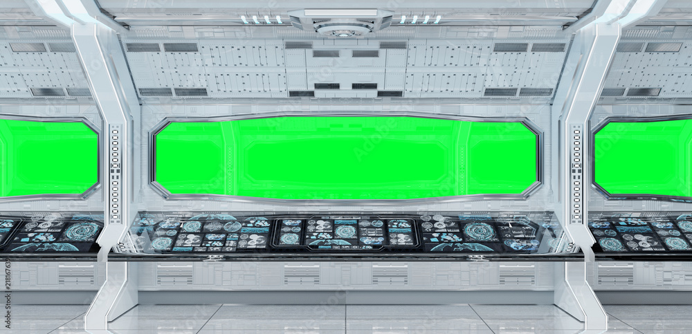 Naklejka premium Białe tło czysty statek kosmiczny renderowania 3D