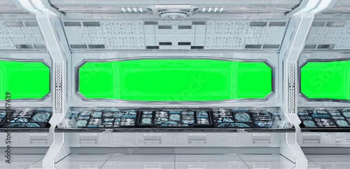 Fototapeta Naklejka Na Ścianę i Meble -  White clean spaceship interior background 3D rendering