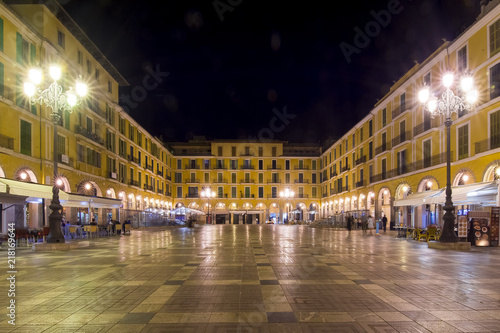 Placa Major square at night, Palma, Mallorca, Spain