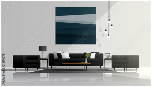 Modern living room design , Interior background , vector , illustration