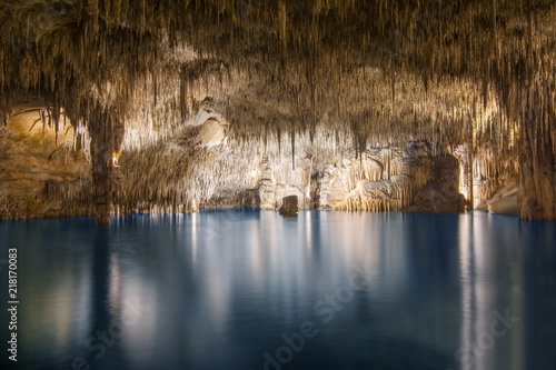 Underground lake in Dragon cave (Cuevas del Drach), Porto Cristo, Mallorca, Spain photo