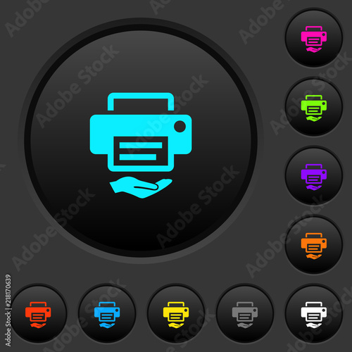 Shared printer dark push buttons with color icons