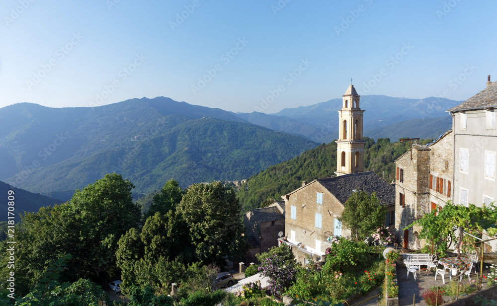 Silvareccio village in Corsica mountain 