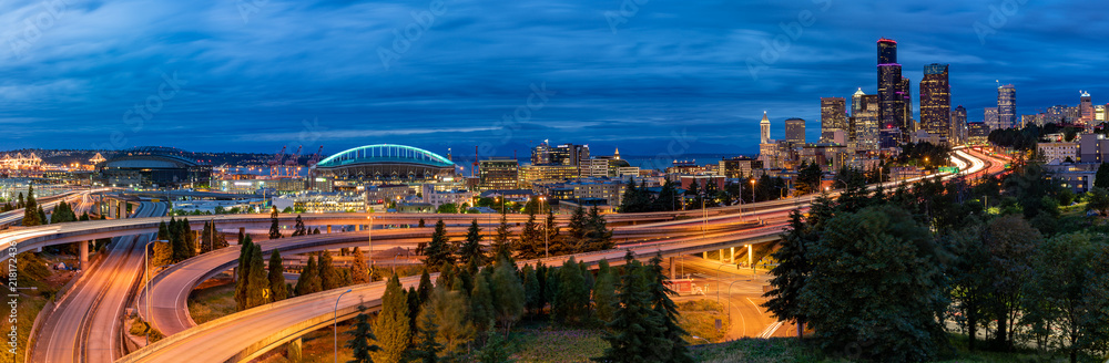 Obraz premium seattle cityscape road