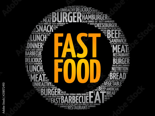 FAST FOOD word cloud collage, concept background