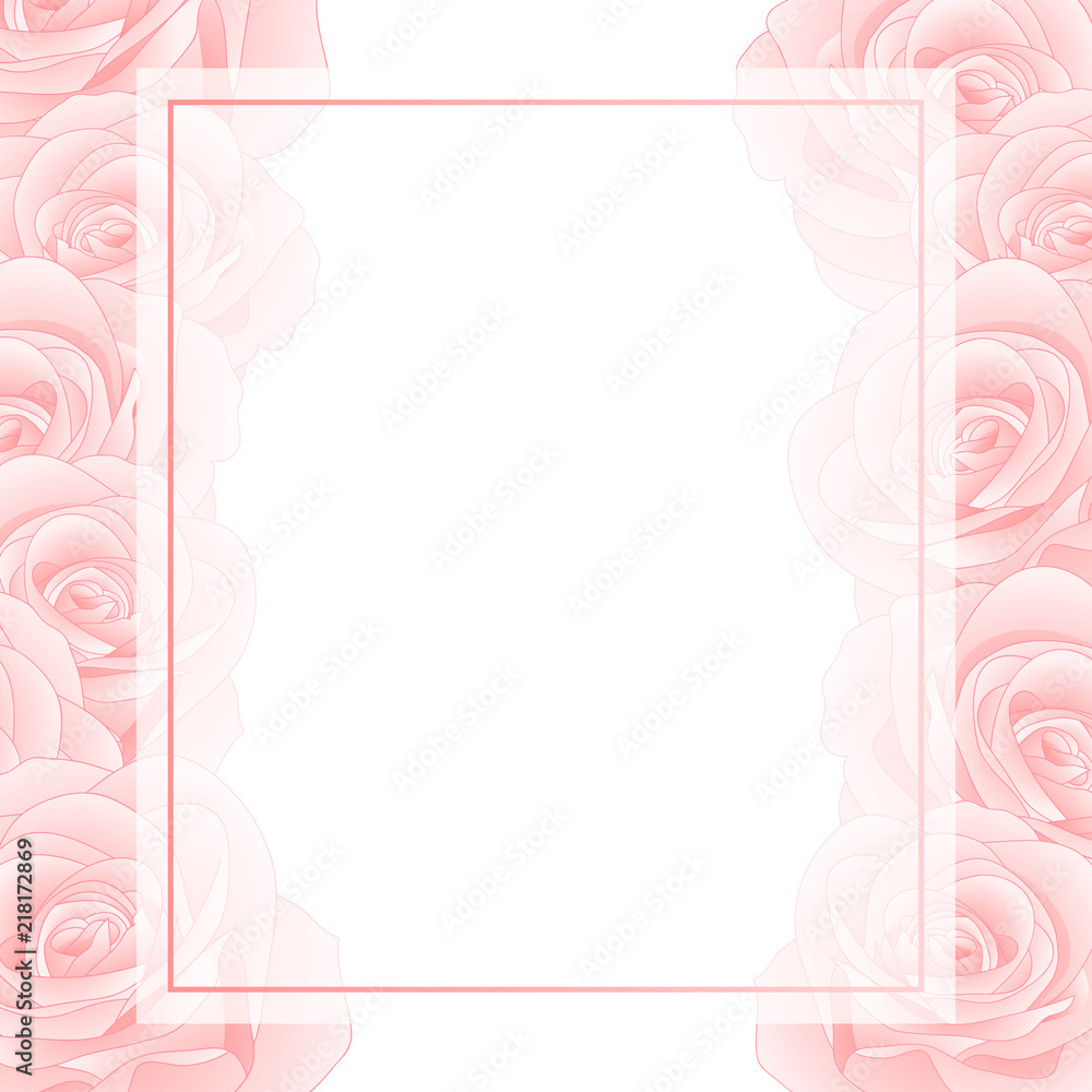 Pink Rose Banner Card Border