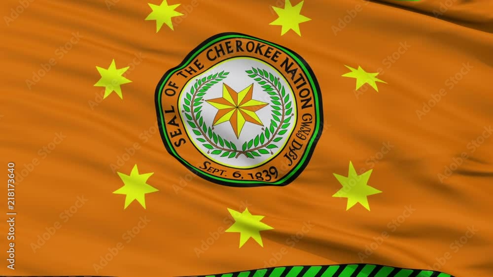 The Cherokee Nation Indian Flag, Closeup View Realistic Animation ...