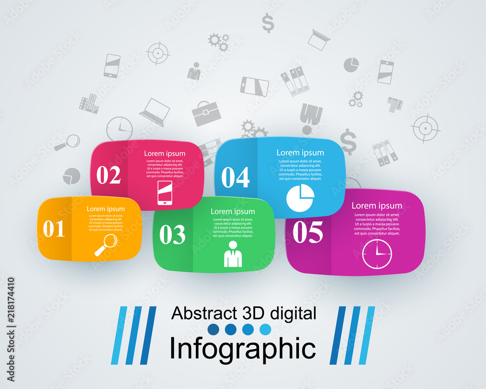 3D infographic design template and marketing icons. 3D infographic design template and marketing icons.