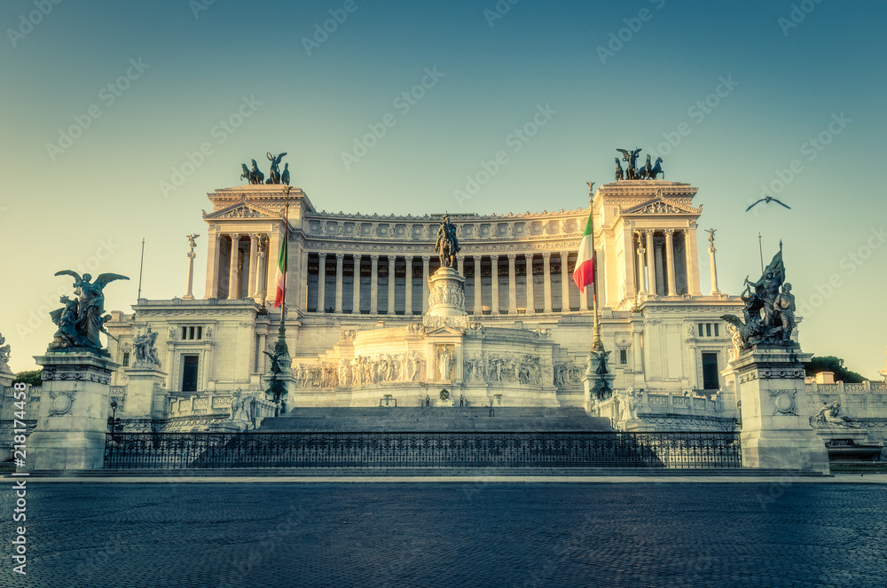 The Roman Senate in morning light. Scenic travel background.