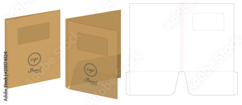 folder die cut mock up template vector